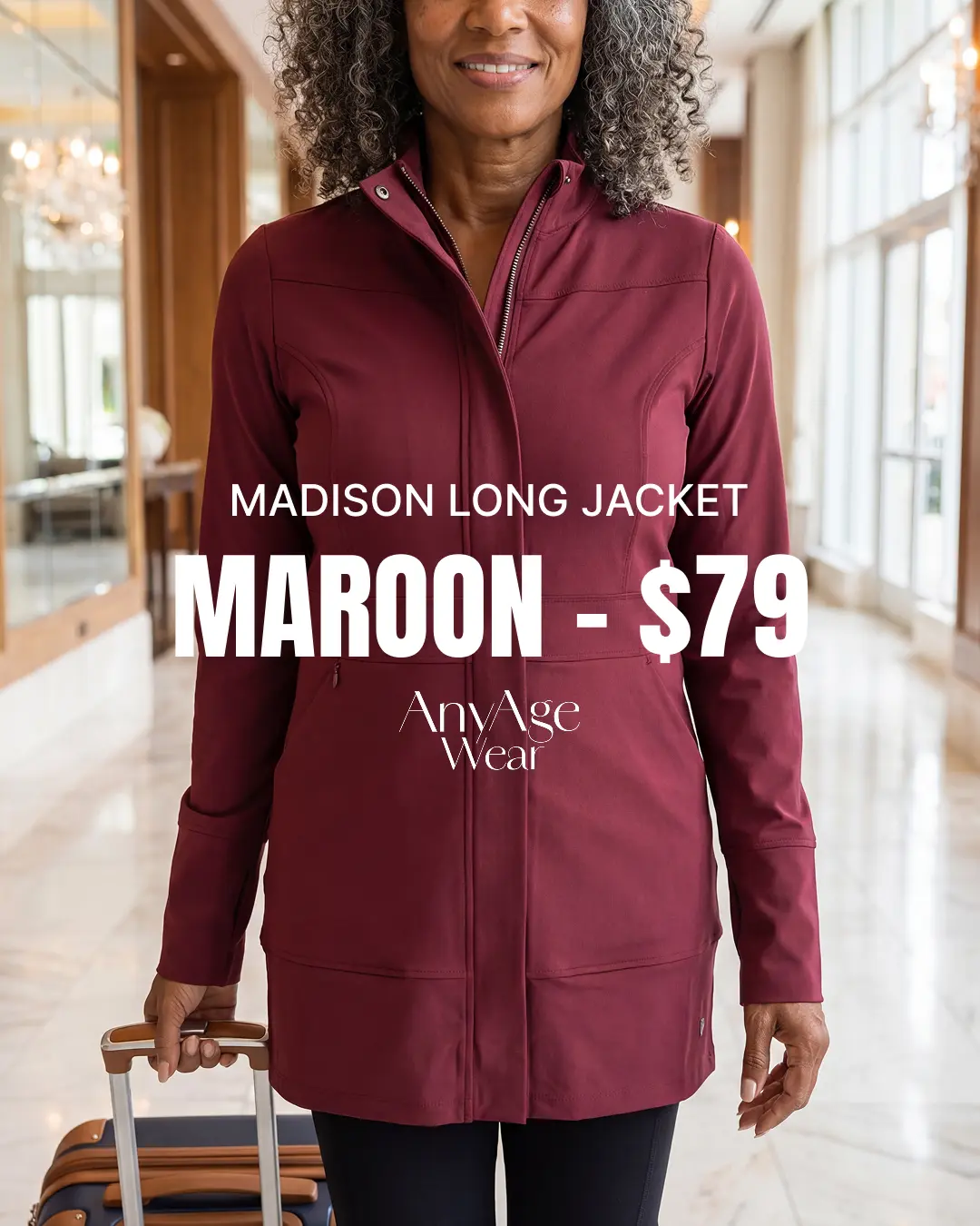 Apparel ad — testimonial overlay